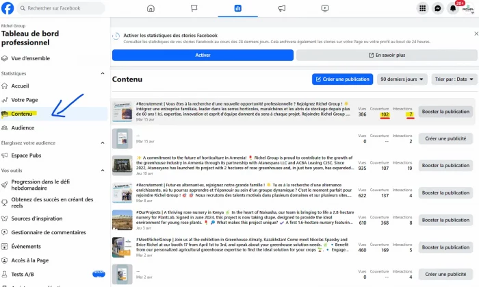 Contenu Facebook engagement
