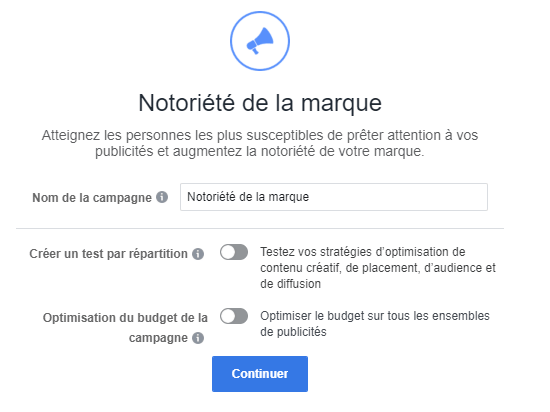 facebook notoriété pub