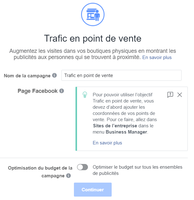 point de vente trafic facebook