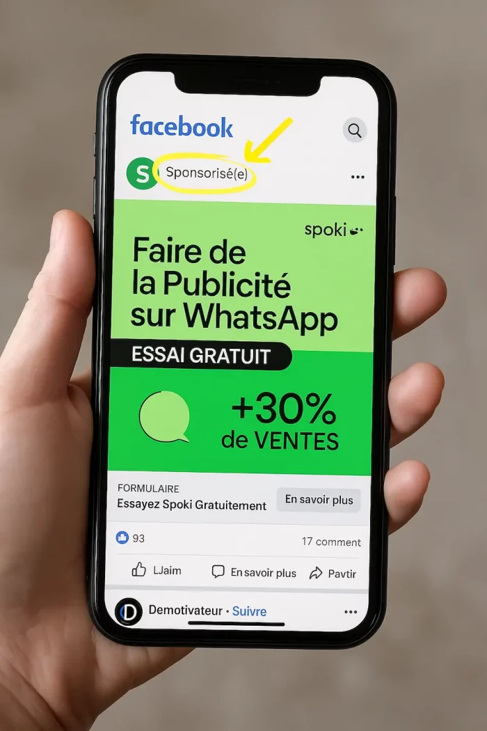 post sponsorisé depuis le fil d'actualité de facebook